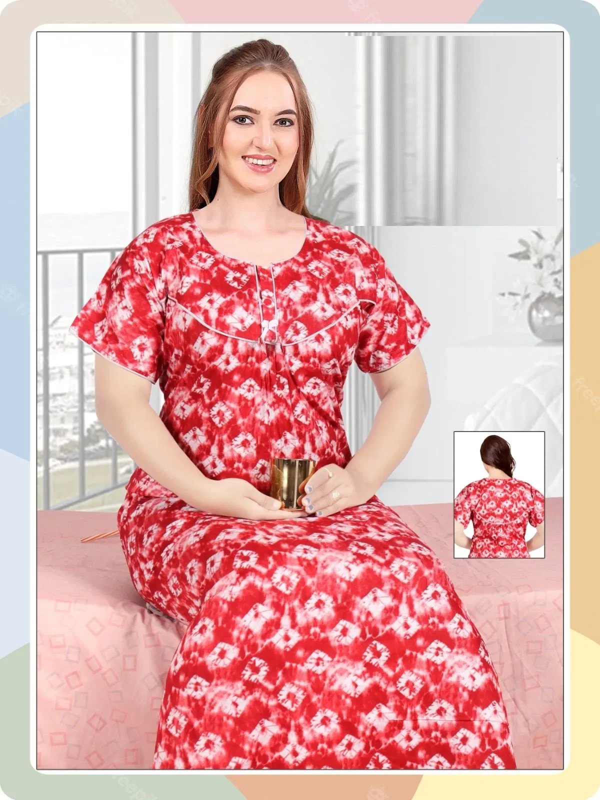 Cotton Nighty 135 Printed Wear Nighty Free size Readymade Collection